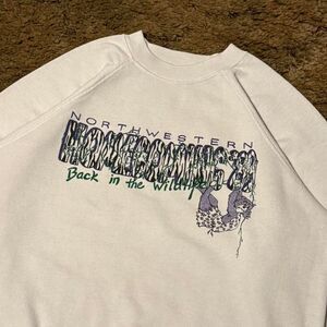 Vintage 1989 Northwestern University Homecoming Crewneck Sweatshirt White Large